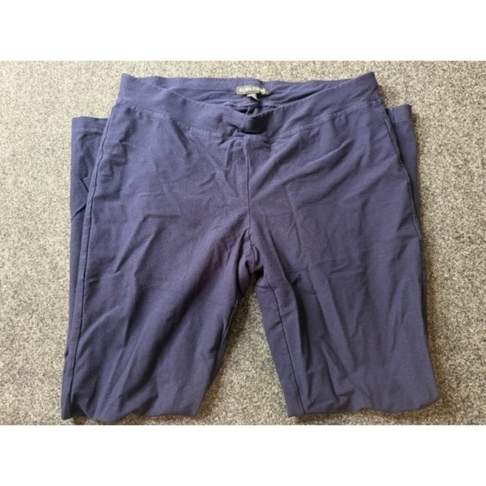 Eileen Fisher Navy Blue Textured Knit Elastic Waist Leggings Pants Womens Small - Picture 1 of 2